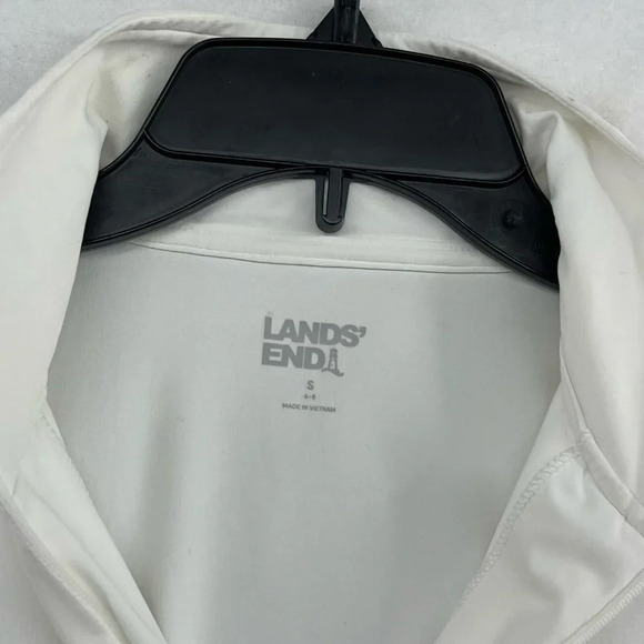 Lands' End Active Shirt Womens Sz S White Mock Neck 1/4 Zip Long Sleeve Pockets - Picture 13 of 15